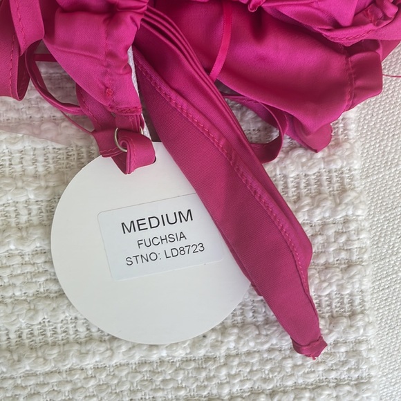 Satin Pleated Maxi Dress - Fuchsia - Picture 4 of 4